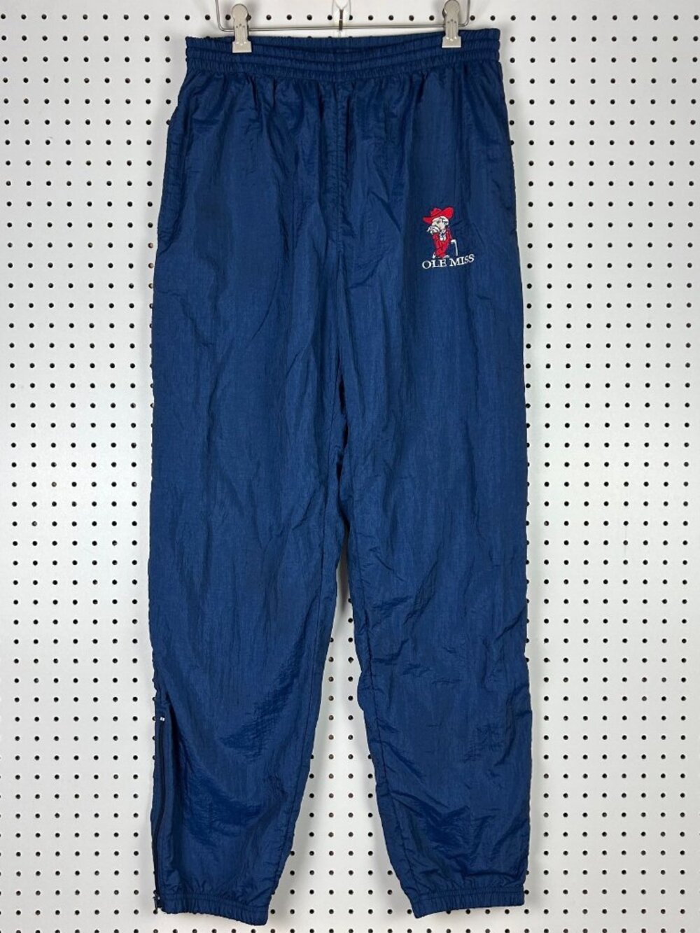 Colonel Reb Ole Miss Rebels Track Pants Medium Navy Blue Mesh Lined Drawstring